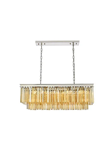 Elegant Sydney 12 Light Polished Nickel Chandelier Golden Teak (Smoky) Royal Cut Crystal 1202D40PN-GT/RC