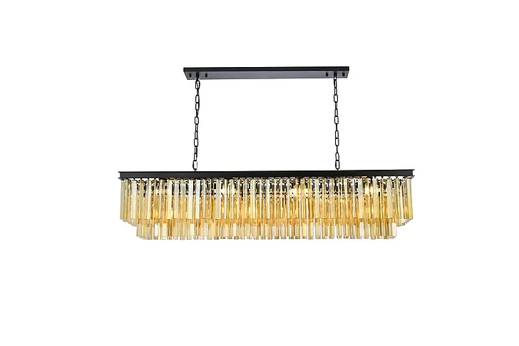 Elegant Sydney 12 Light Matte Black Chandelier Golden Teak (Smoky) Royal Cut Crystal 1202D60MB-GT/RC