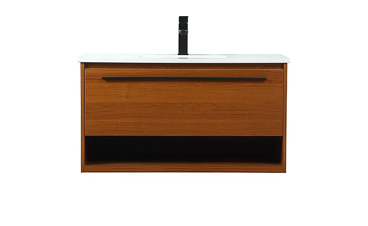 Elegant 36 In. Single Bathroom Vanity in Teak VF43536MTK CLOSEOUT