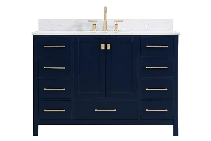 Elegant 48 In. Single Bathroom Vanity in Blue with Backsplash VF18848BL-BS