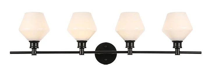 Elegant Gene 4 Light Black and Frosted White Glass Wall Sconce LD2321BK
