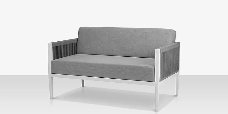 DecoScape Skye Loveseat in Tex White Frame/Gray Durarope SF-3303-102-TXW-GRY