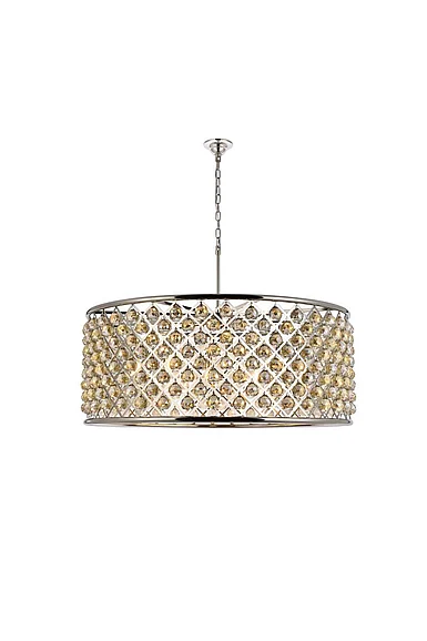 Elegant Madison 10 Light Polished Nickel Chandelier Golden Teak (Smoky) Royal Cut Crystal 1214G43PN-GT/RC
