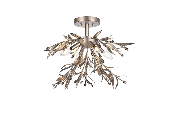 Elegant Priscilla 18.5 In. Flush Mount in Silver Leaf LD810F19SL