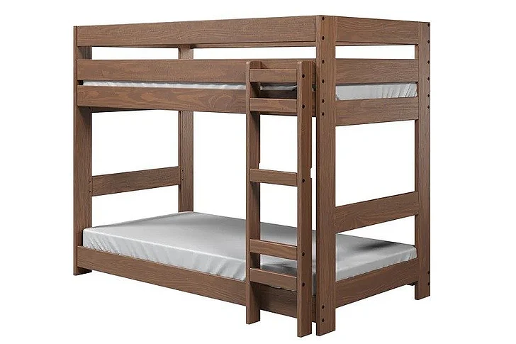 Pine Crafter Furniture Big Bear Double Twin One-Piece Adult Bunk Bed w/Ladder in Mahogany Brown 06X-Mah