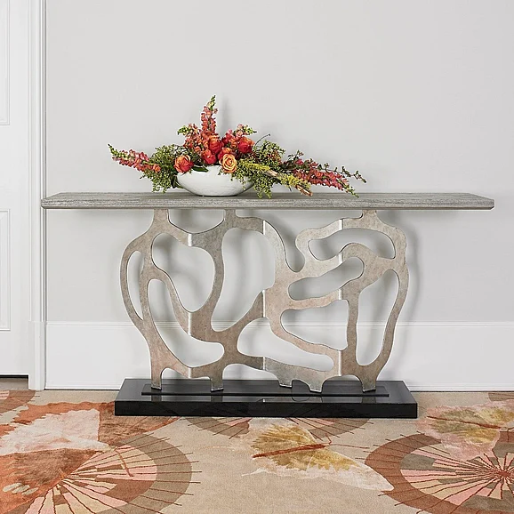 Ambella Home Sculpted Console in Silver 07200-850-002