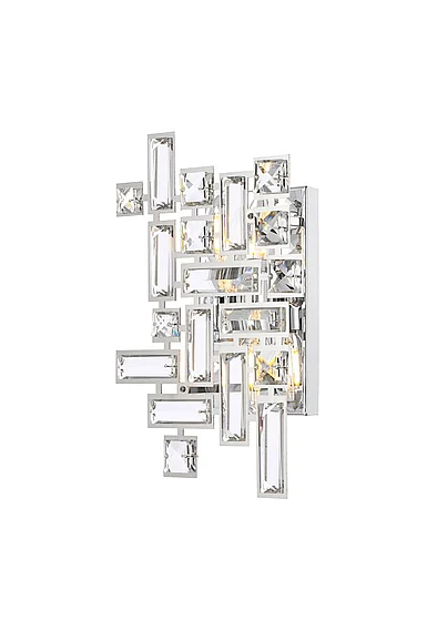 Elegant Picasso 2 Light Chrome Wall Sconce Clear Royal Cut Crystal V2100W12C/RC