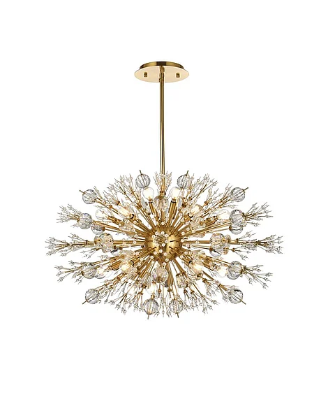 Elegant Vera 36 In. Crystal Starburst Oval Pendant in Gold 2500D36SG