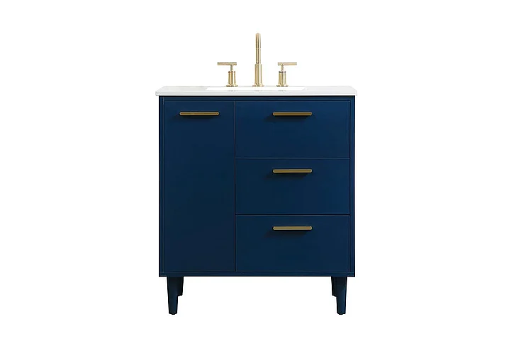 Elegant 30 In. Bathroom Vanity in Blue VF47030MBL