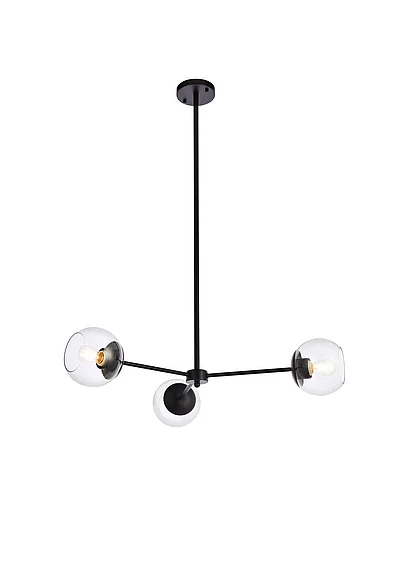 Elegant Briggs 32 In. Pendant in Black with Clear Shade LD646D32BK CLOSEOUT