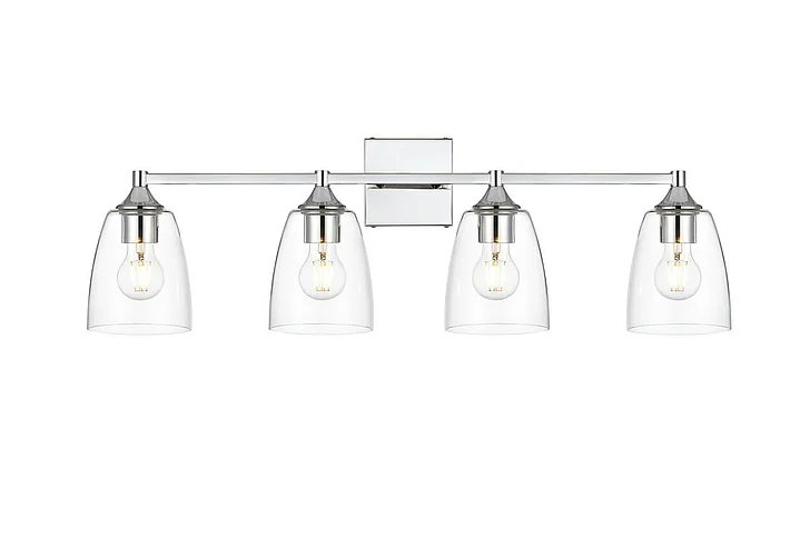 Elegant Gianni 4 Light Chrome and Clear Bath Sconce LD7307W32CH CLOSEOUT