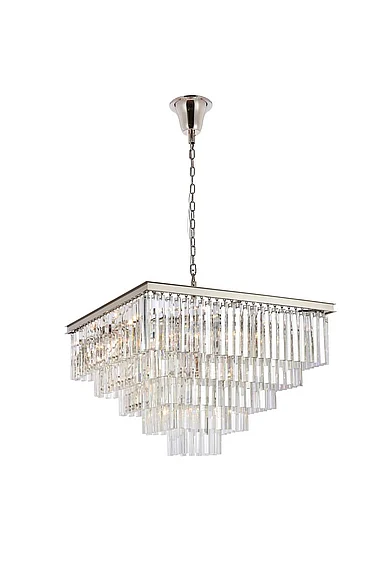 Elegant Sydney 34 In. Square Crystal Chandelier in Polished Nickel 1201S34PN/RC