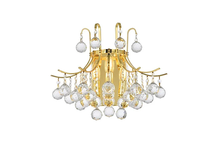 Elegant Toureg 3 Light Gold Wall Sconce Clear Royal Cut Crystal V8000W16G/RC
