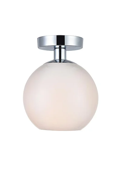 Elegant Baxter 1 Light Chrome Flush Mount with Frosted White Glass LD2205C