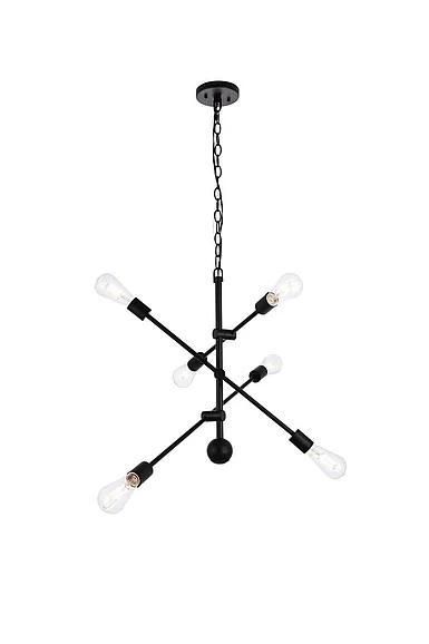 Elegant Axel 6 Lights Black Pendant with Chain LD8006D29BLA