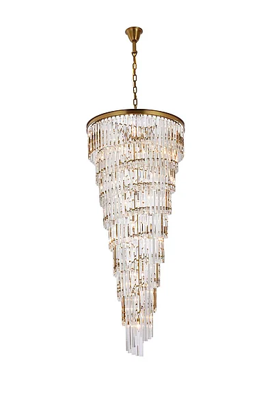 Elegant Sydney 30 In. Spiral Crystal Chandelier in Satin Gold 1201SR30SG/RC