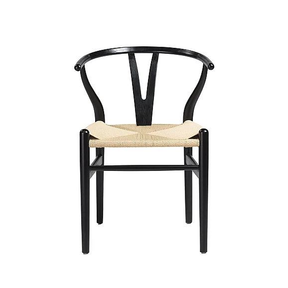Euro Style Evelina Side Chair in Black with Natural Rush Seat (Set of 2) 08157BLK CLOSEOUT