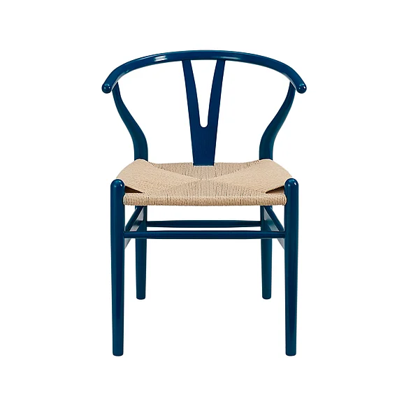 Euro Style Evelina Side Chair in Midnight Blue and Natural Rush Seat (Set of 2) 08157MBLU CLOSEOUT