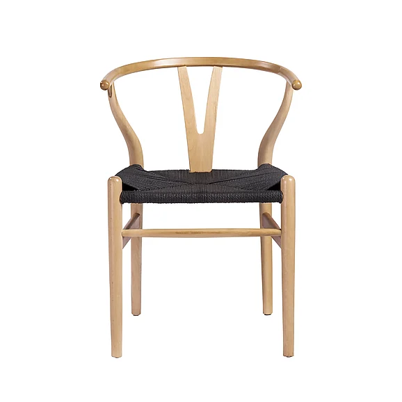 Euro Style Evelina Side Chair with Natural Stained Framed and Black Rush Seat (Set of 2) 08162NAT CLOSEOUT