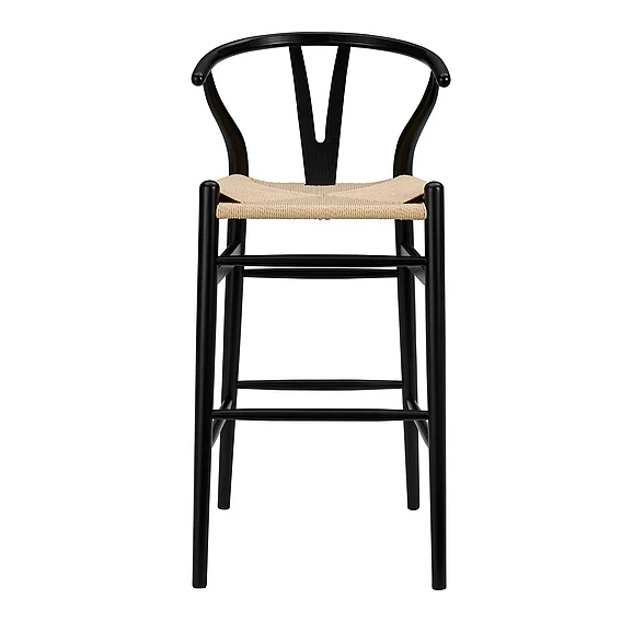 Euro Style Evelina Bar Stool in Black Frame and Natural Seat 08165BLK CLOSEOUT