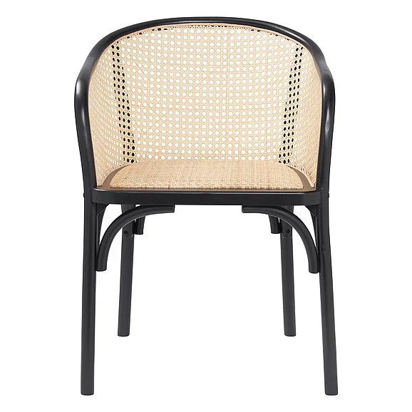 Euro Style Elsy Armchair in Black with Natural Rattan Seat 08190BLK-MP1 CLOSEOUT