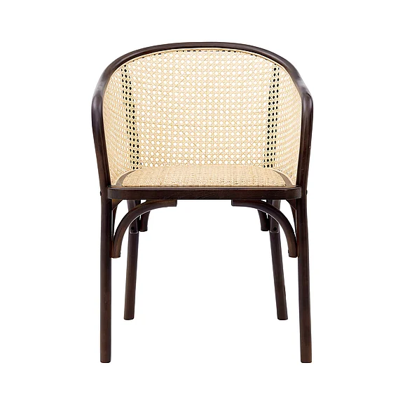 Euro Style Elsy Armchair in Walnut with Natural Rattan Seat 08190WAL-MP1 CLOSEOUT