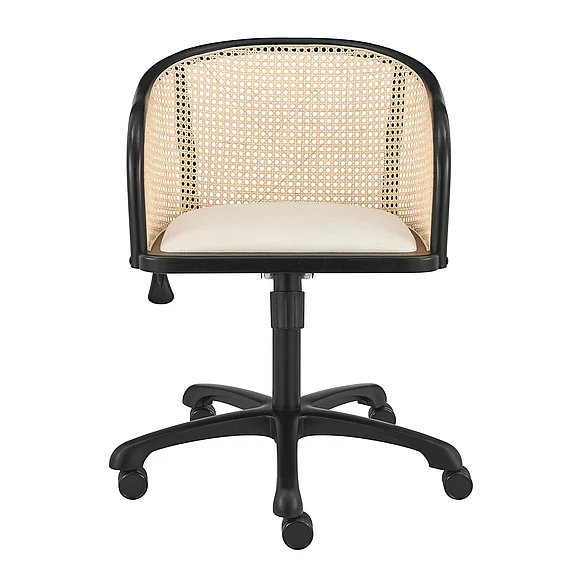 Euro Style Elsy Office Chair in Black with Beige Velvet Seat and Black Base 08194-BLK CLOSEOUT