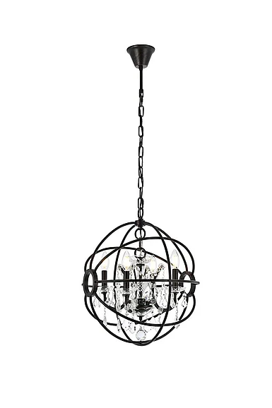 Elegant Geneva 4 Light Dark Bronze Pendant Clear Royal Cut Crystal 1130D17DB/RC