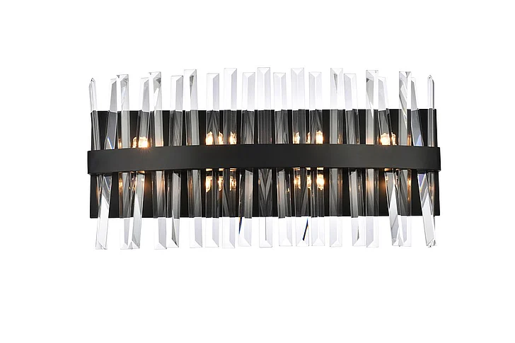 Elegant Serephina 24 In. Crystal Bath Sconce in Black 6200W24BK