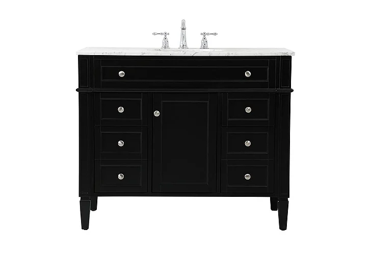 Elegant 42 In. Single Bathroom Vanity in Black VF12542BK