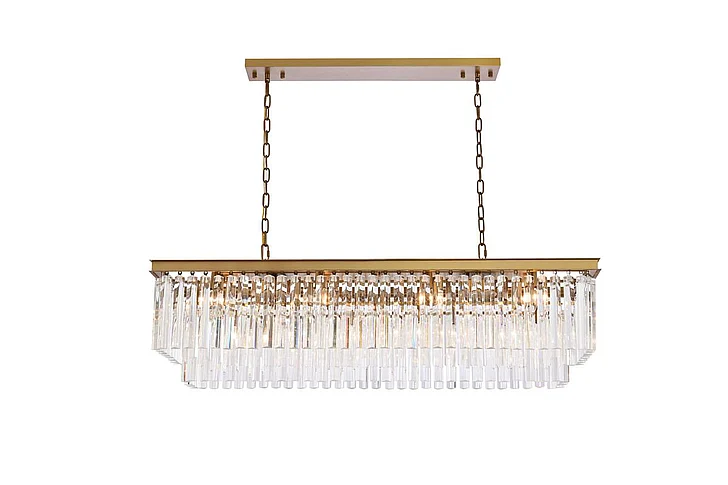 Elegant Sydney 50 In. Rectangle Crystal Chandelier in Satin Gold 1202D50SG/RC
