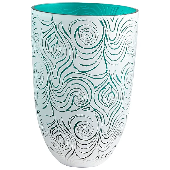 Cyan Design Large Destin Vase in White and Green 08804 CLOSEOUT