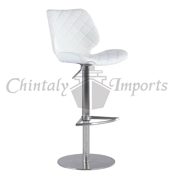 Chintaly 892 Pneumatic-Adjustable Stool w/ Diamond Stitching 0892-AS-WHT
