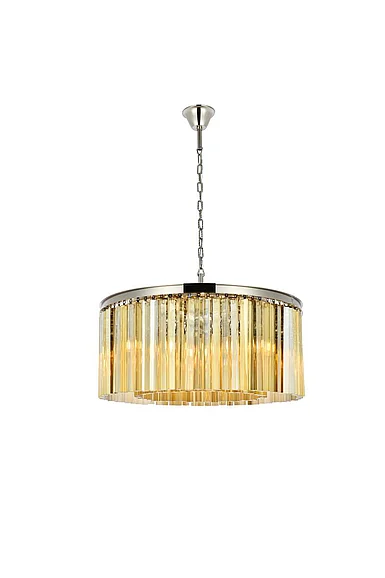 Elegant Sydney 8 Light Polished Nickel Chandelier Golden Teak (Smoky) Royal Cut Crystal 1208D31PN-GT/RC