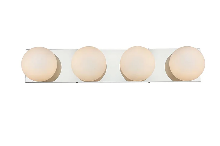 Elegant Jaylin 4 Light Chrome and Frosted White Bath Sconce LD7303W31CH