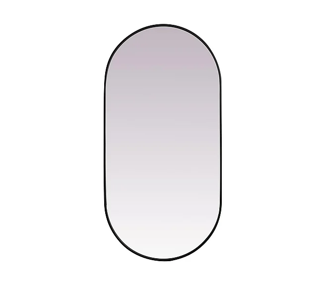 Elegant Metal Frame Oval Mirror 30X60 In. in Black MR2A3060BLK