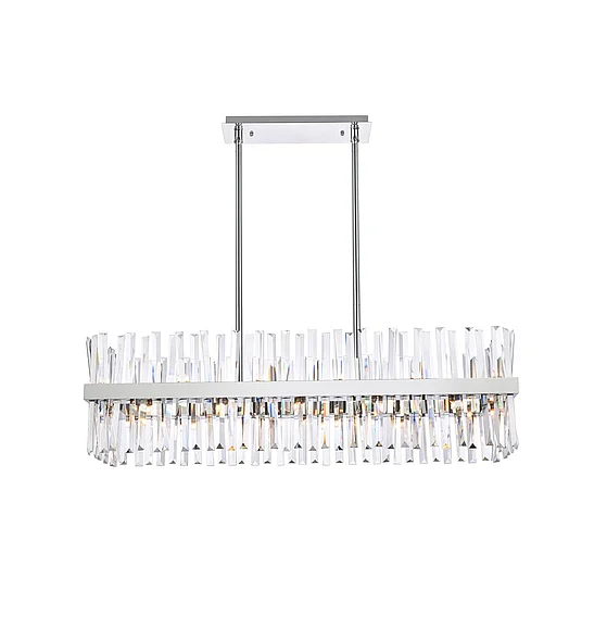 Elegant Serephina 42 In. Crystal Rectangle Chandelier Light in Chrome 6200G42C