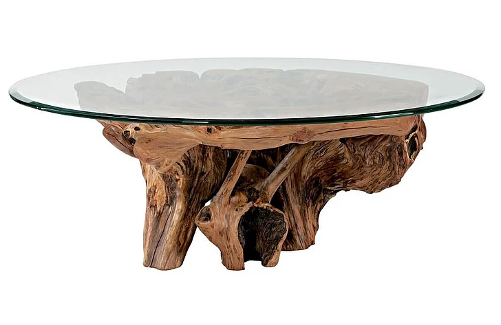 Hammary Hidden Treasures Root Ball Cocktail Table 3pc Living Room Set in Natural