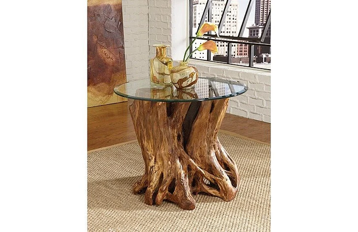 Hammary Hidden Treasures Root Ball End Table 3pc Living Room Set in Natural