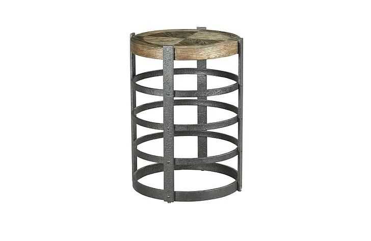 Hammary Hidden Treasures Barrel Strap End Table in Walnut 090-973