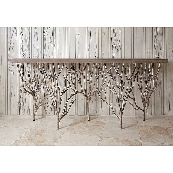 Ambella Home Forest Console Table in Ivory/Silver 09136-850-001