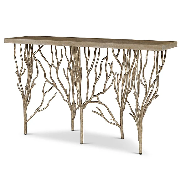 Ambella Home Forest Small Console Table in Ivory/Silver 09136-850-002