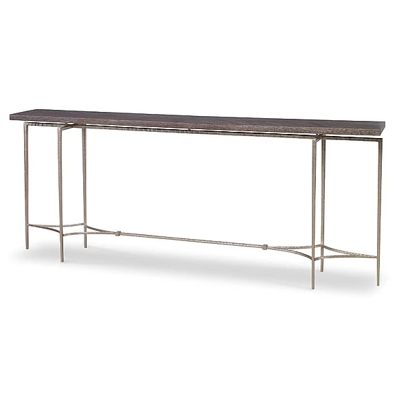 Ambella Home Double Diamond Large Console Table in Oak/Glossy Silver 09150-850-002