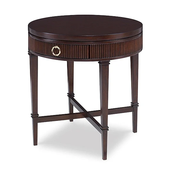 Ambella Home Reeded Round Side Table in Walnut 09170-900-002