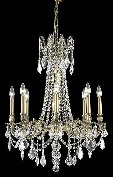 Elegant Rosalia 8 Light French Gold Chandelier Clear Royal Cut Crystal 9208D24FG/RC