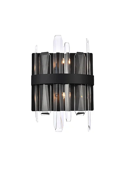 Elegant Serena 8 In. Crystal Bath Sconce in Black 2200W8BK