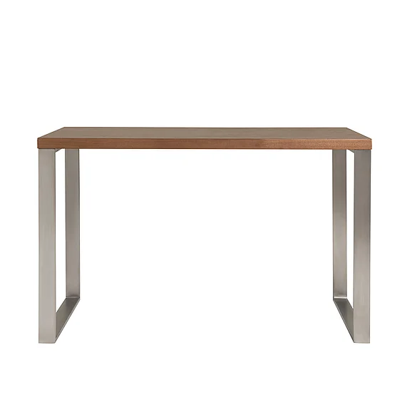 Euro Style Dillon Desk in American Walnut Veneer with Brushed Stainless Steel Base 09832WAL CLOSEOUT