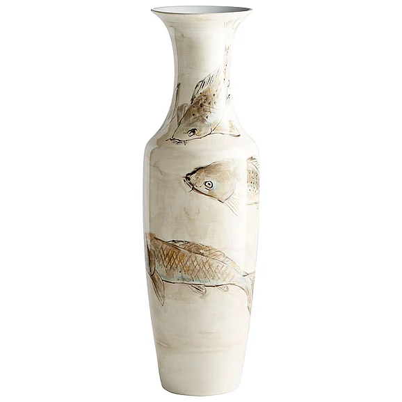 Cyan Design Playing Koi Vase in Tan And Ivory 09883