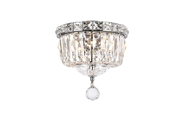 Elegant Tranquil 2 Light Chrome Flush Mount Clear Royal Cut Crystal V2528F8C/RC