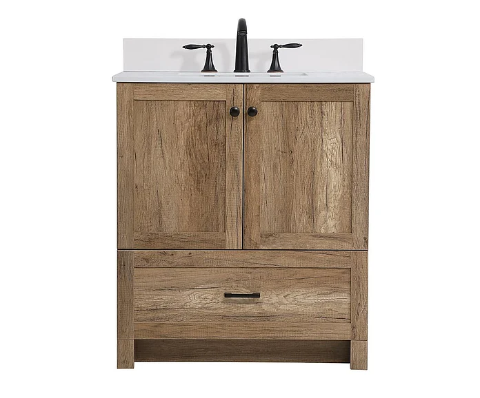 Elegant 30 In. Single Bathroom Vanity in Natural Oak with Backsplash VF2830NT-BS